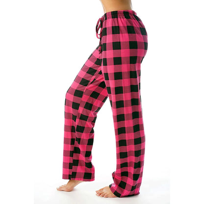 Women Christmas Pajama pants Autumn Winter Plaid Printed Pants Fashion Casual Wide Leg Pants Clothing Streetwear