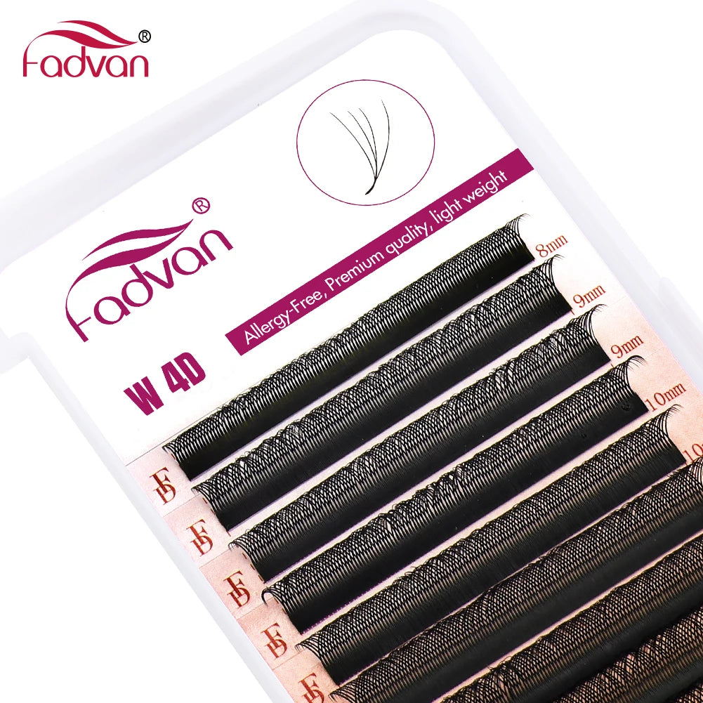 FADVAN 4D W Shape Eyelash Extension Premade Volume Fans Soft Style Mink Easy to Embellish Natural False Eyelashes