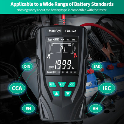 MASTFUYI Car Battery Tester 12V/24V Battery System Analyzer 50-2000CCA Battery Health Display Comprehensive Diagnostic Test Tool