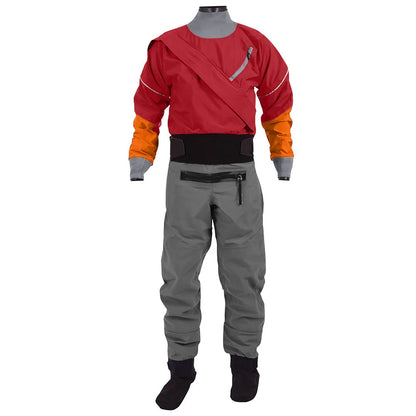 Kayak Dry Suit for Men 4-layer Waterproof Fabric Drysuit With Latex on Neck and Wrist White Water River Pending