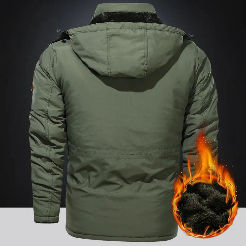 Men's Winter Jacket Fleece Linning Outdoor Parka Coat Hooded Windbreaker Military Thick Warm Outerwear Big Size 6XL Multi-pocket