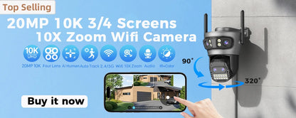 15MP 8K Three Lens Three Screens PTZ Wifi Camera Outdoor HD 5G Wifi Security Camera Ai Human Detection Home Surveillance Camera