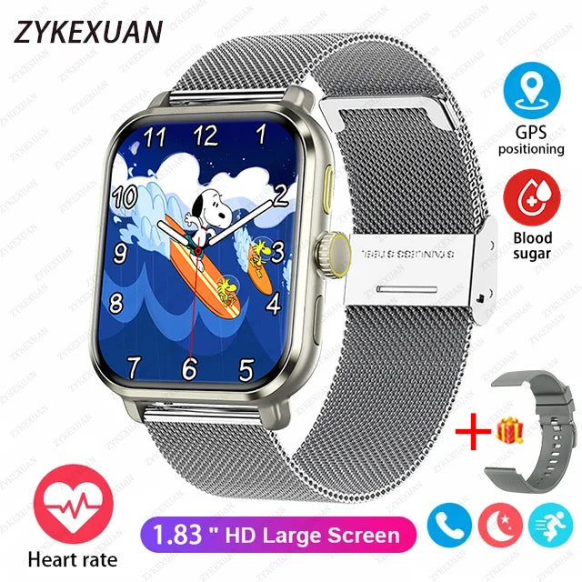 2024 New Smart Watch For Women Men Gift 1.83" Screen Full Touch Sport Fitness Watches Bluetooth Call Blood Sugar Smartwatch+Box