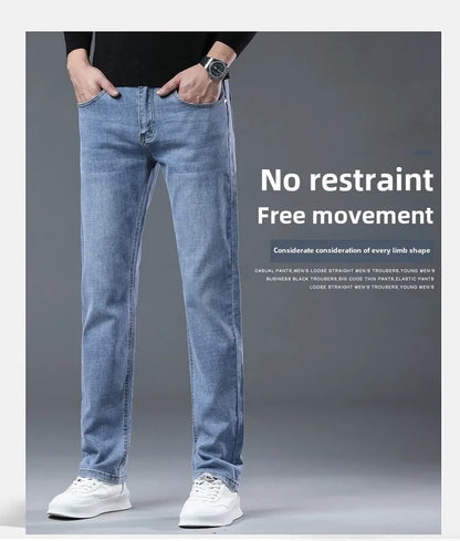 2024  Men's Workwear Jeans Classic Stretch Fabrics Loose Straight-leg Trousers Casual All-match Denim Pants Male