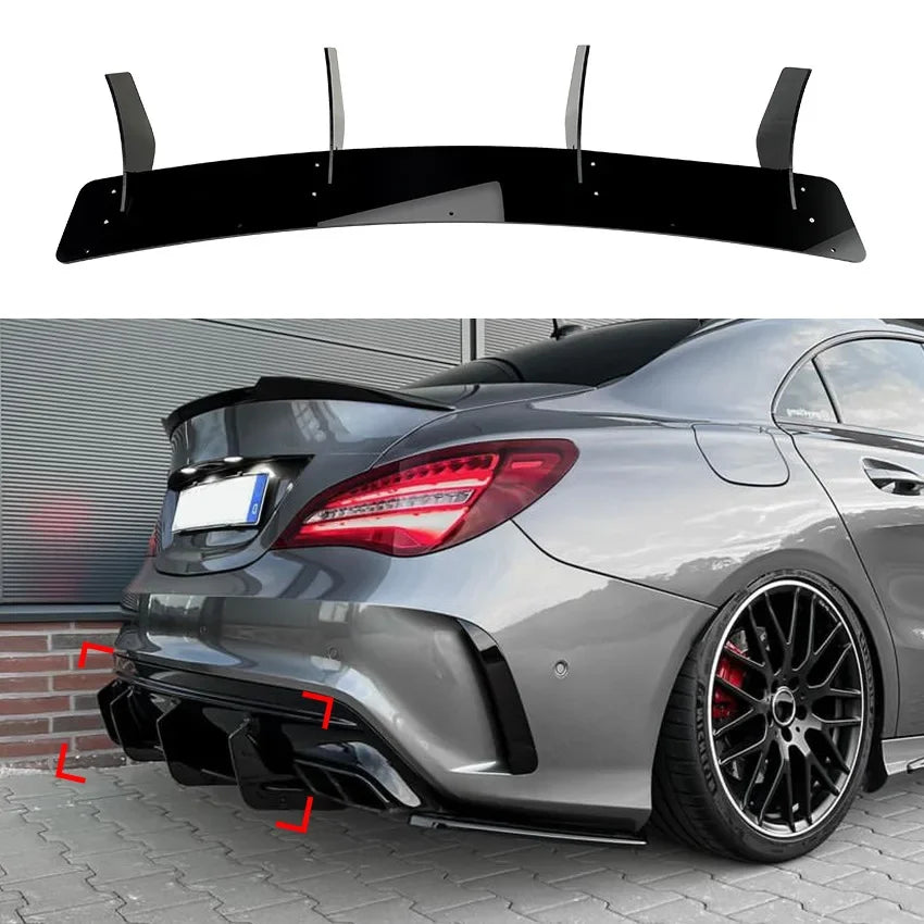 Car Rear Bumper Lower Diffuser Lip Body Kit Side Splitters Spoiler For Mercedes Benz CLA Series C117 CLA45 AMG Line 2016-2019