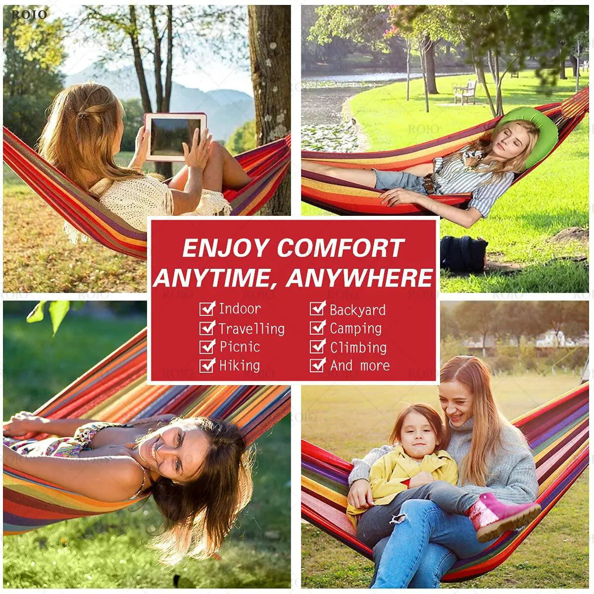 Camping Hammock Thickened Durable Fabric Canvas Single Hammocks Travel Swing Chair Hanging Bed Double Outdoor Hammock with Bag