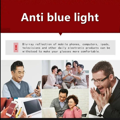 Progressive Multifocal Photochromic Reading Glasses Anti-blue Light Far Sight Glasses Men Half Frame Business Presbyopia Glasses