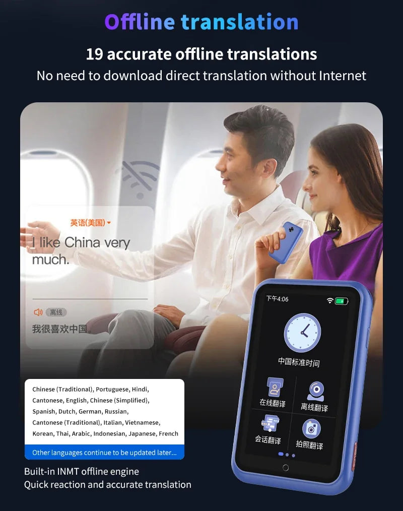 S30 Translator 4G Full Netcom SIM Card WIFI Intelligent Real Time 138 Language ChatGPT Smart AI Voice Photo Translation