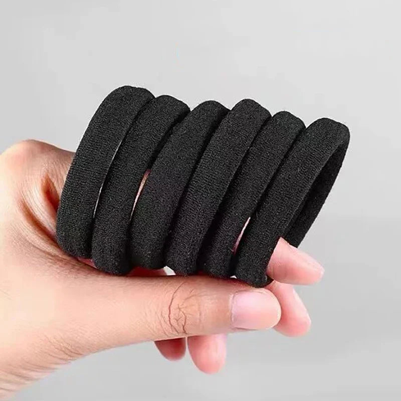 10-100pcs Simple High Elastic Rubber Bands Women Girls Black Hair Ropes Headband Scrunchies 2-5cm Basic Ponytail Holders