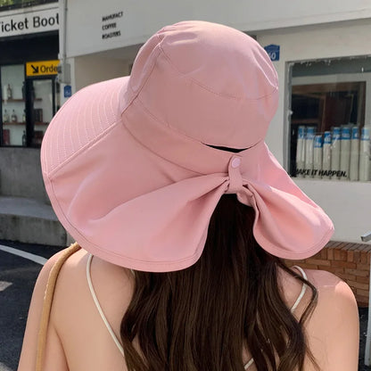 Outdoor Sun Bucket Hat for Women Girls Fishing Hat Wide Brim Bucket Hat with Neck Cover 50+ UPF Protection Safari Cap