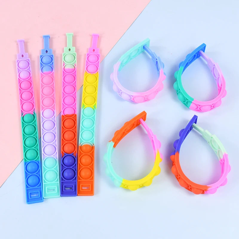 72/12Pcs Pop Bubble Bracelets Kids Fidget Sensory Toy Gift Children Birthday Party Favors Goodie Bag Pinata Filler Stress Relief