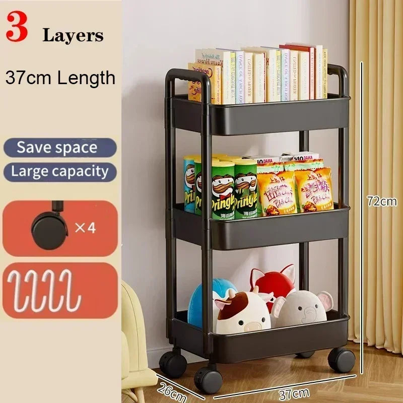 Hot Household Multi-layer Small Cart Storage Rack Floor To Floor Kitchen Bedroom Bathroom Storage Rack Storage Rack With Wheels