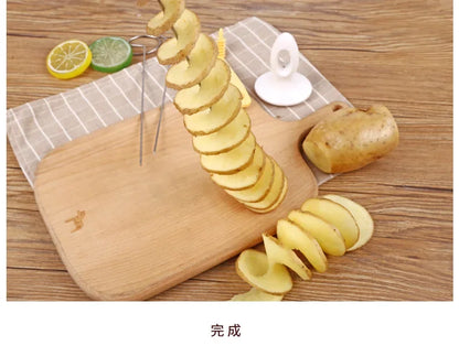 1Set Stainless Steel Plastic Rotate Potato Slicer Twisted Potato Spiral Slice Cutter Creative Vegetable Tool Kitchen Gadgets