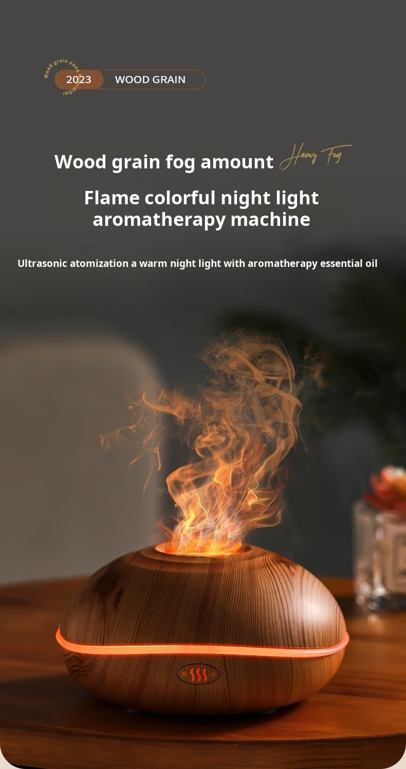 7 colores Fire Flame Wood grain aromatherapy machine humidifier Aroma Diffuser Air Ultrasonic Mist Maker Fogger Aroma