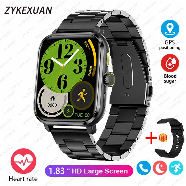 2024 New Smart Watch For Women Men Gift 1.83" Screen Full Touch Sport Fitness Watches Bluetooth Call Blood Sugar Smartwatch+Box