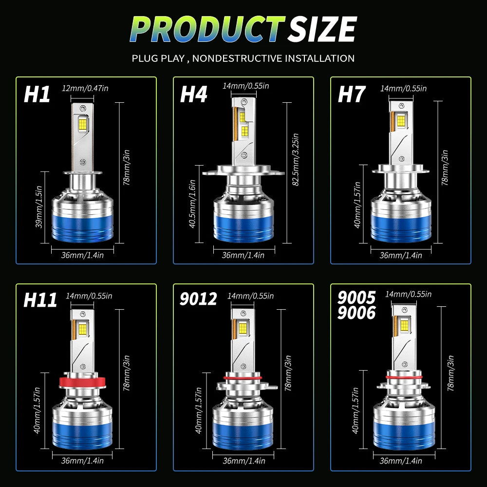 HYNBYZJ 1700W H7 H4 H11 LED Headlight High Power Canbus H1 H8 H9 9005 HB3 9006 HB4 9012 HIR2 Turbo Lamp 6000K Car Light