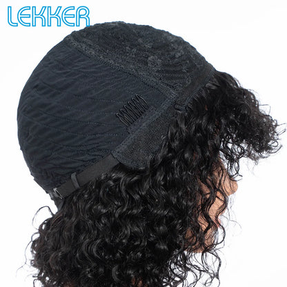 Lekker Colored Short Pixie Afro Kinky Curly Bob 100% Human Hair Wigs With Bangs For Women Brazilian Remy Hair Ombre Brown Wigs