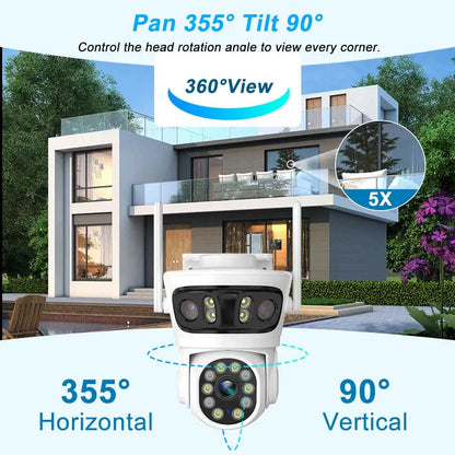 HFWVISION 9MP Wifi Camera Auto Tracking Three Screens 5X Digital Zoom PTZ Security Protection CCTV Surveillance O-Kam Pro