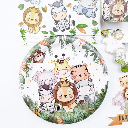 Jungle Animal Theme Party Decoration Disposable Tableware Paper Plates Wild One Birthday Party Kids Forest Safari Party Decor