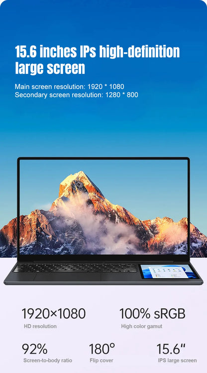 CRELANDER Intel laptop 15.6" +7" Touch Screen 32GB RAM 1TB SSD Backlit keyboard Windows 11 Notebook Computer Dual Screen Laptop