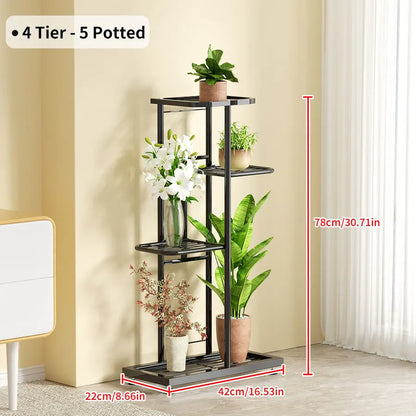 Cordlal Shining Stand For Flowers Iron 6/7/8Layers Plant Holder Storage Shelf Pot Rack Organizer Home Garden Decoration