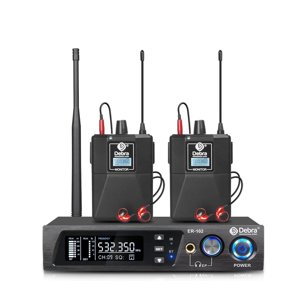 Debra ER102 UHF In Ear Monitor Wireless System With Multiple Professional Transmitter For Small Concerts And Home Theater.