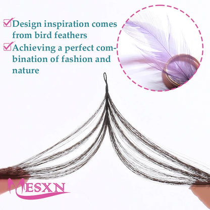 MESXN Third  Feather New hair extensions Straight Natural Real Human Hair Microring Hair Extensions  Brown Blonde  for salon