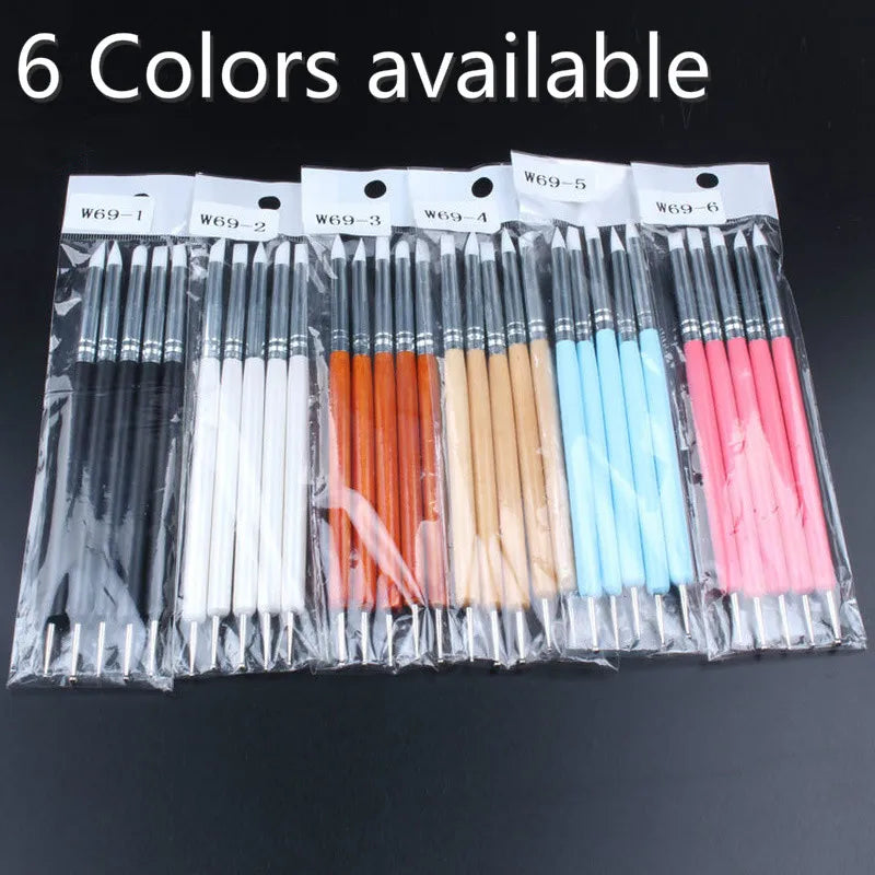 New 6 Colors 5Pcs/Set Stainless Steel Two Head Sculpting Polymer and Soft Pottery Clay Tool Silicone Modelling Art Shaper Tools