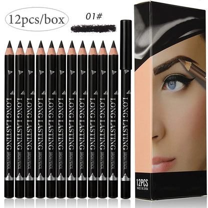 6/12Pcs Waterproof Eye Brow Pencil Professional Women Eye Makeup Pen Easy Color Beauty Cosmetic Beginner Practice Eyebrow Tools