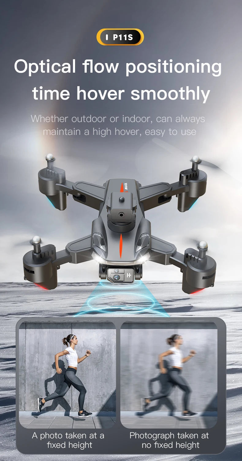 KBDFA P11S Drone 8K HD Camera 360 Obstacle Avoidance FPV MINI Aerial Photography Helicopter Professional Foldable Quadcopter Toy