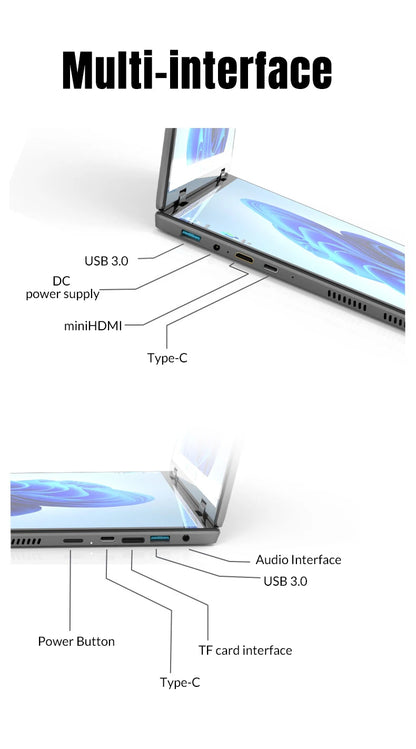 CRELANDER Dual Screen Laptop 14+14 Inch 2K Touch Screen Notebook Intel N95 CPU 360 Degree Flip Metal Case 2 in 1 Laptop Computer