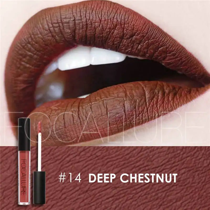 FOCALLURE Waterproof Liquid Lipstick Batom Red Velvet Lip Tint Brown Nude Matte Colourful Lipstick Makeup Cosmetics Maquiagem