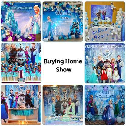 Disney "Frozen" Background Anna Elsa Princess Theme Backdrop Children's Birthday Party Decoration Baby Shower Party Props Banner