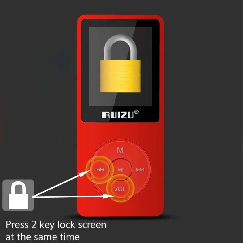100% Original RUIZU X02  MP3 Player  With 1.8 Inch Screen Can Play 100 hours, 8gb With FM,E-Book,Clock,Data music player