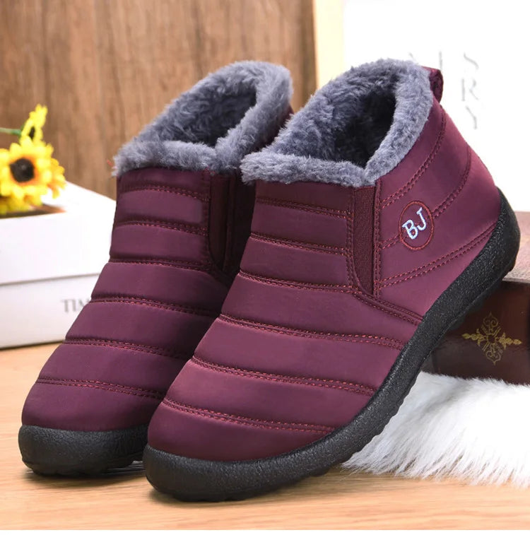 Women Boots Slip On Ankle Boots For 2024 Winter Shoes Women Snow Boots Keep Warm Fur Winter Botas Mujer Black Short Boot Female