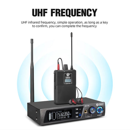 Debra ER102 UHF In Ear Monitor Wireless System With Multiple Professional Transmitter For Small Concerts And Home Theater.