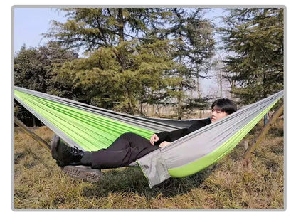 Single Person Portable Outdoor Camping Hammock With Nylon Color Matching Hammock High Strength Parachute Fabric Hanging Bed