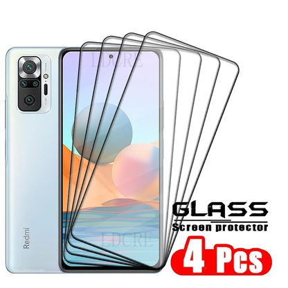 4Pcs For Xiaomi Redmi Note 10 Pro Glass Redmi Note 10 Pro Glass New Full Cover Glue 9H HD for Screen Protector Redmi Note 10 Pro