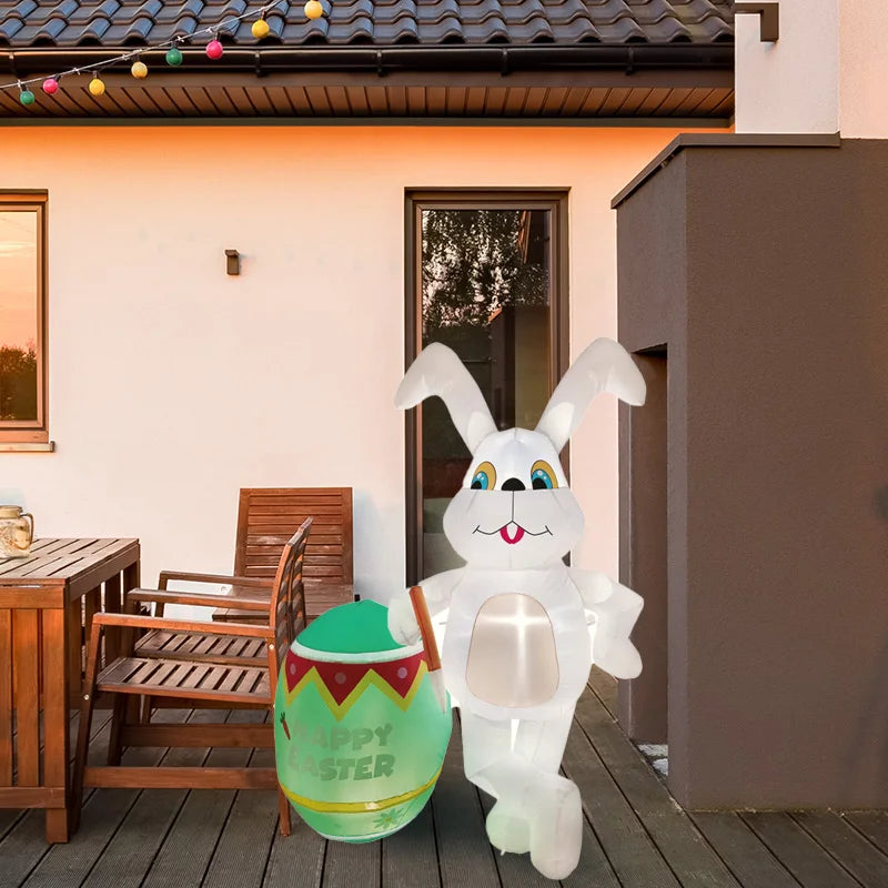 2024 Happy Easter Celebration Decoration LED Light Giant Easter Egg Bunny Rabbit Inflatable Toy for Outdoor Home Garden Ornament