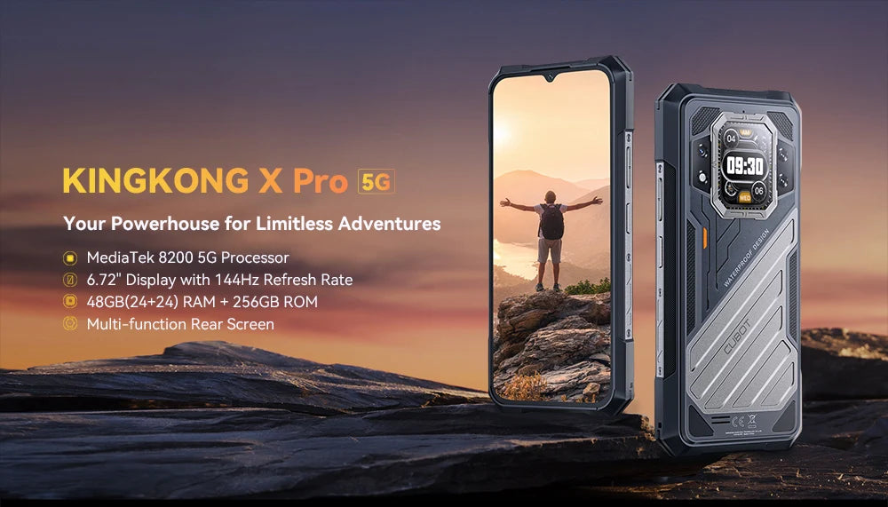 [World Premiere] CUBOT KINGKONG X PRO, Rugged Smartphone 5G, Dimensity 8200, 4nm, 3.1GHz, 144Hz 6.72" Screen, 10200mAh, 24+256GB