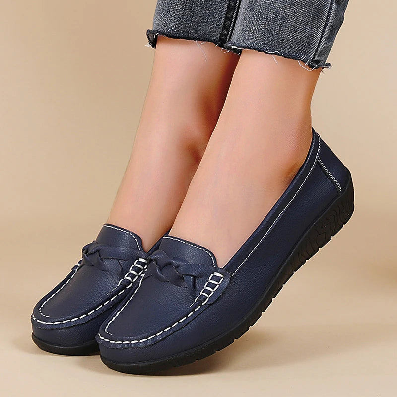 Women Flats Genuine Leather Fashion Tenis Flat Shoes Moccasins Women Shoes Slip On Women's Shoes Oxford Plus Size Zapatos Mujer