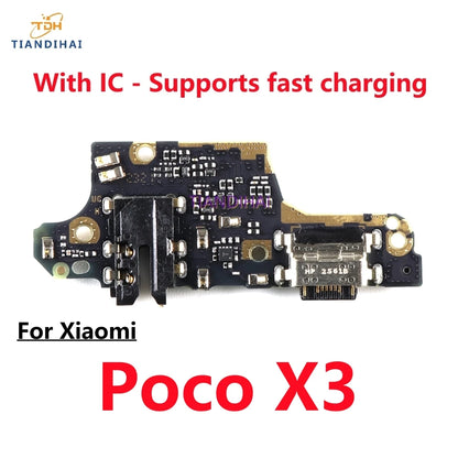 USB Charging Port Dock Jack Connector Charge Board Flex Cable With Mic Microphone For Xiaomi Poco X3 NFC X3 Pro X3NFC X3Pro