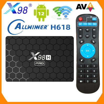 X98H Pro Smart TV Box 6K 2.4&5G WiFi6 BT 1000M LAN Google Voice Assistant Android 12.0 Allwinner H618 TV Box X98HPro Set Top Box