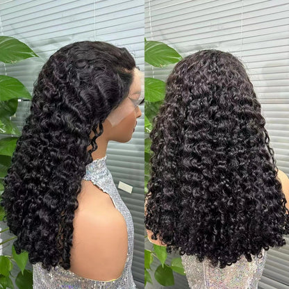 10-20 Inch 13x4 Lace Frontal Hair Wigs Curly Brazilian Remy Human Hair Wigs Natural Bouncy 300% Density Hair Wig for Black Women