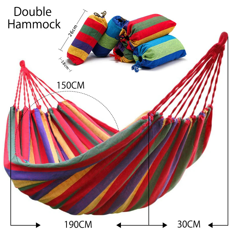 Camping Hammock Thickened Durable Fabric Canvas Single Hammocks Travel Swing Chair Hanging Bed Double Outdoor Hammock with Bag