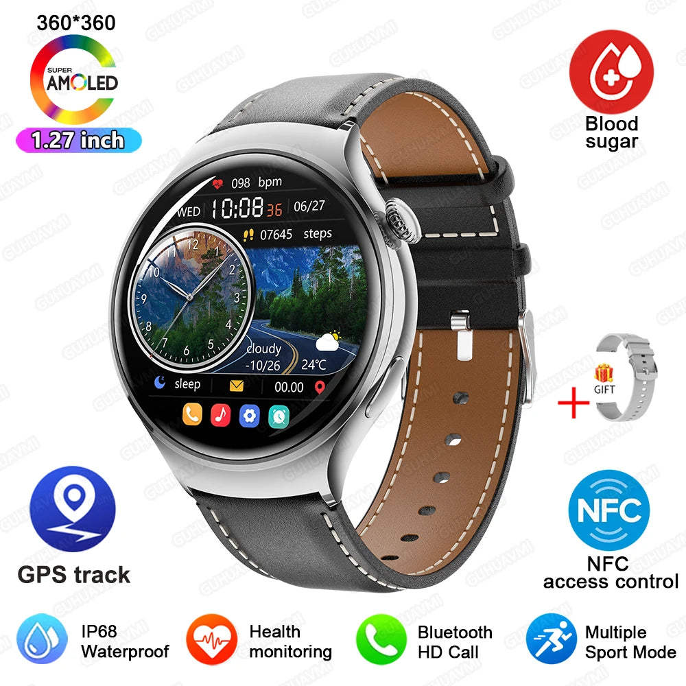 2024 New  For Huawei IOS GPS Track Smart Watch Women HD Screen Heart rate NFC Bluetooth Call Waterproof Blood Sugar Smartwatches