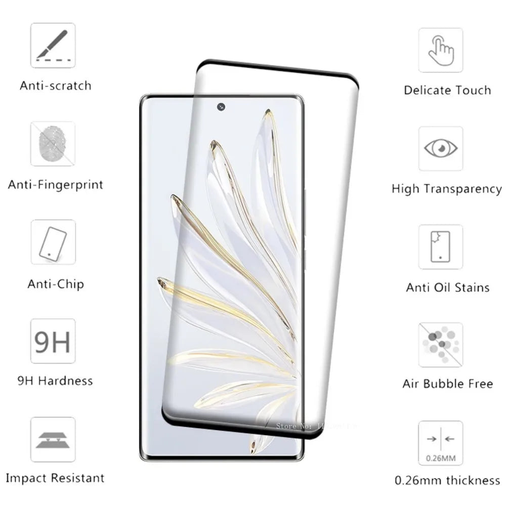 4PCS For Honor 70 Glass Honor 70 Tempered Glass Protective 9H HD Full Cover Curved For Screen Protector Huawei Honor 70 Honor70