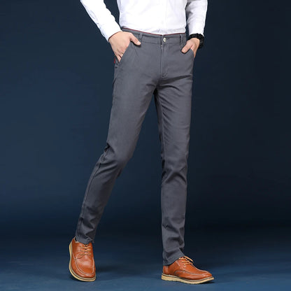 6 Colors Fashion Mens Slim Fit Casual Pants Korea Style Business Work Trousers All-match Mens Midwaist Straight Casual Pants