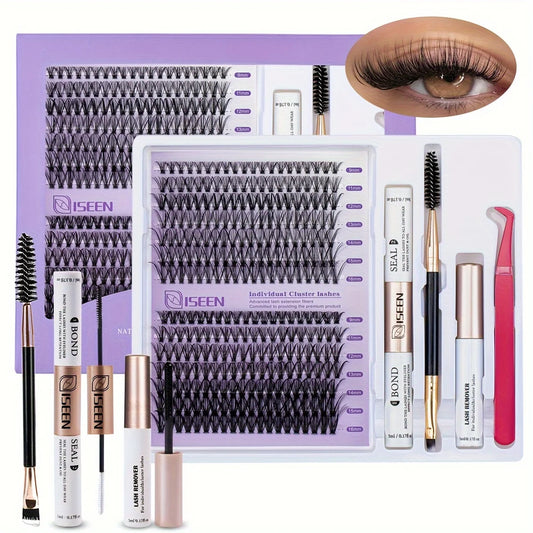 DIY Lash Extension Mix Styles Individual Lash Clusters with Bond&Seal Remover Tweezers Lash Brush eye Makeup tool