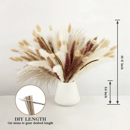 120Pcs Dried Pampas Grass Decor Flowers for Vase Pompas Grass Wedding Boho Decor,Natural Pampas Bouquet Garden Home Decoration